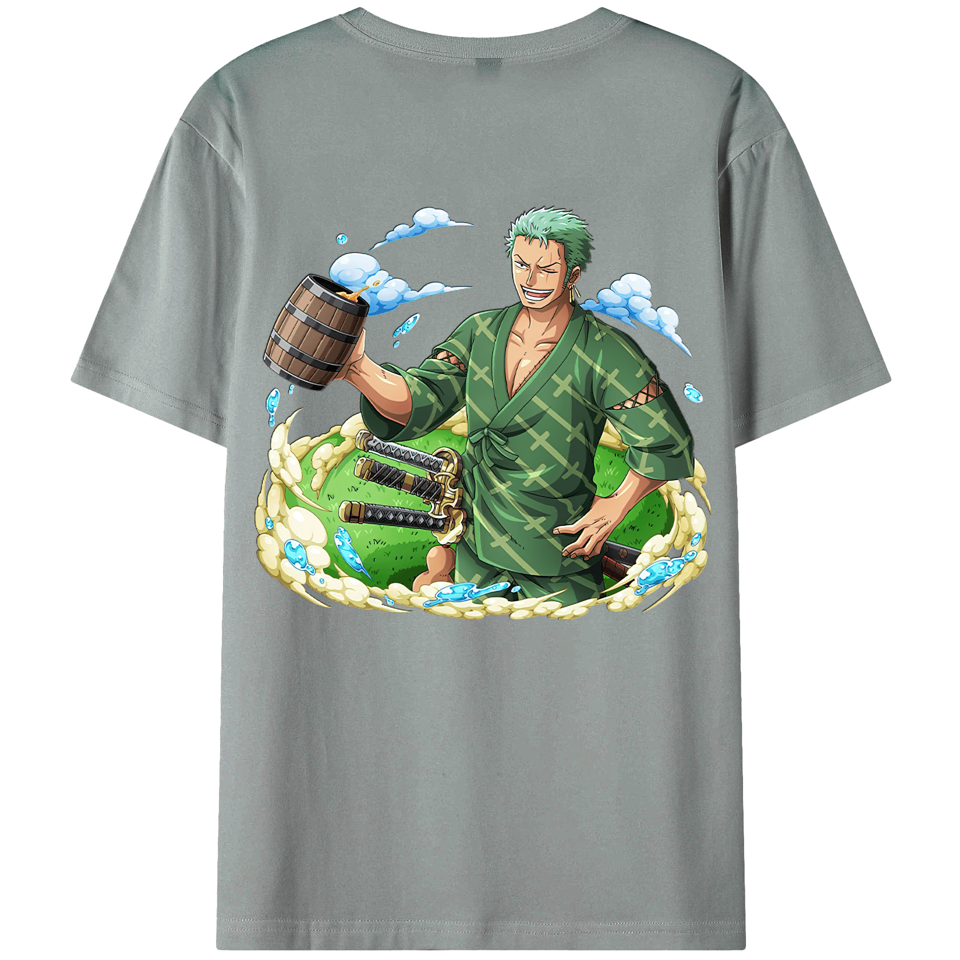 ワンピース ロロノア・ゾロ ONE PIECE Roronoa Zoro 綿100％ メンズ半袖Tシャツ（バックプリント） 通気性